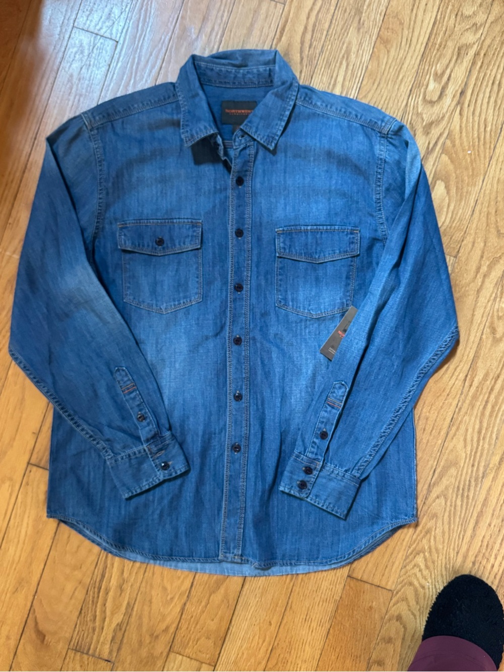 Vintage Northwest Territory Mens Denim Button Down Shirt Sz L Western Country